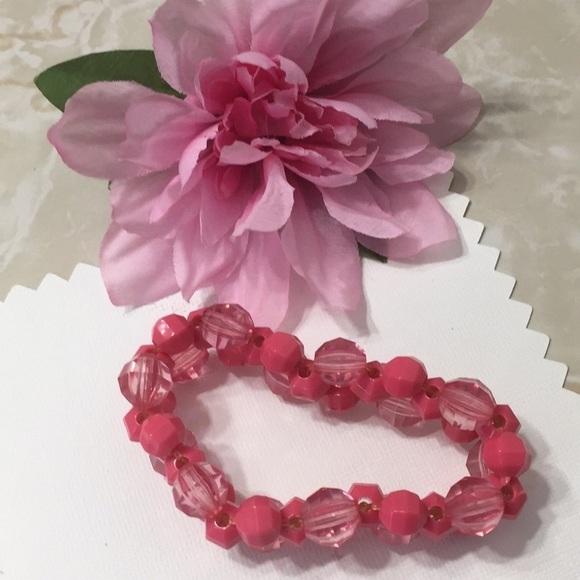 Pink Crystal Double Beaded Elastic Bracelet - Picture 3 of 7